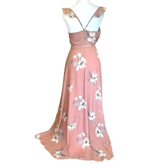 LULUS Rusty Rose High Low Maxi Wrap Dress  Size Adjustable S Boho Wedding Guest - Picture 4 of 11